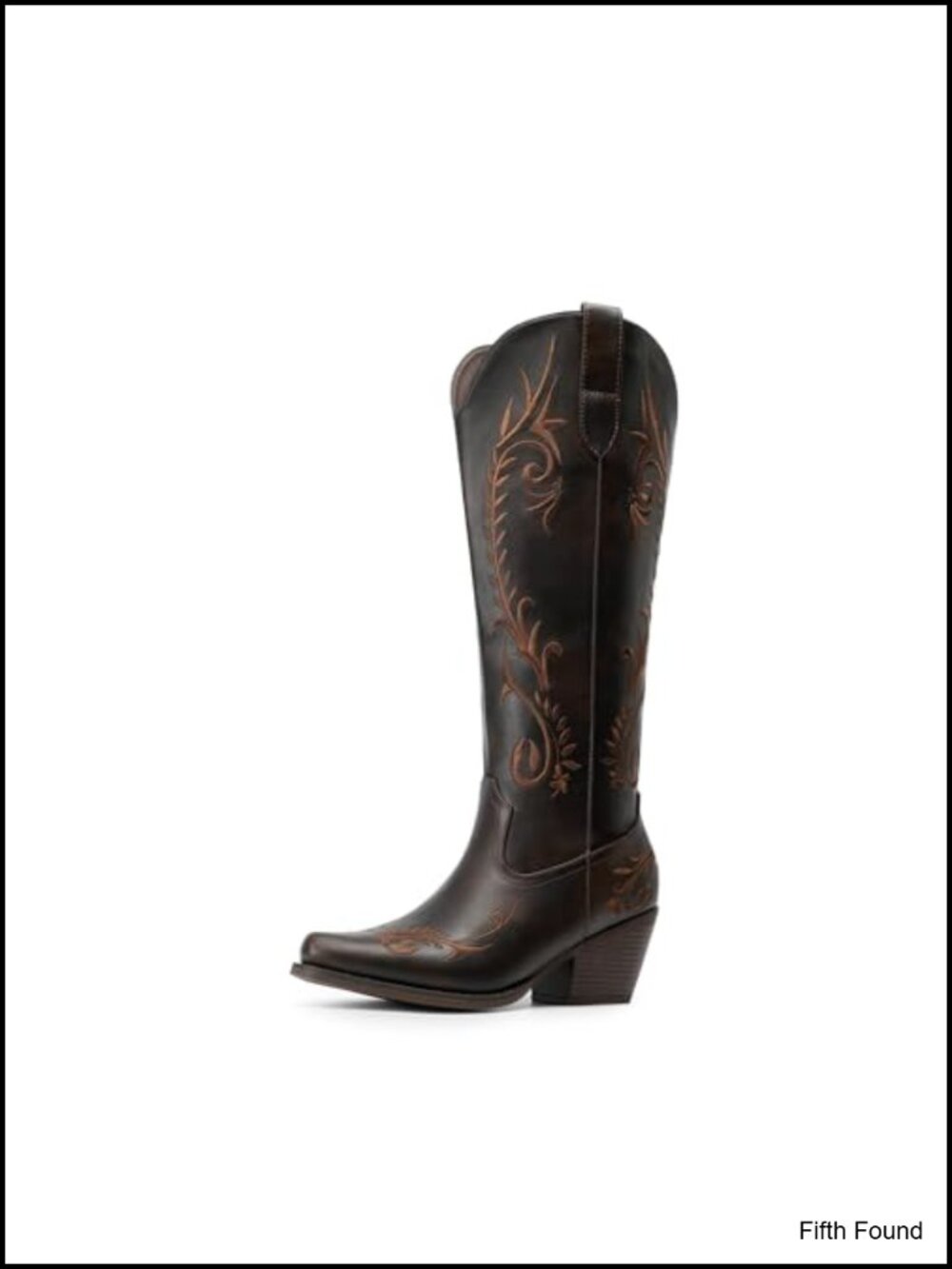 Women's Knee High Cowboy Boots Faux Leather Square Toe Western Boots
